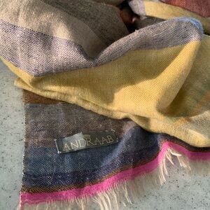 Cashmere Hand dyed/woven ANDRAAB Sherbet Striped Scarf Stole Pashmina